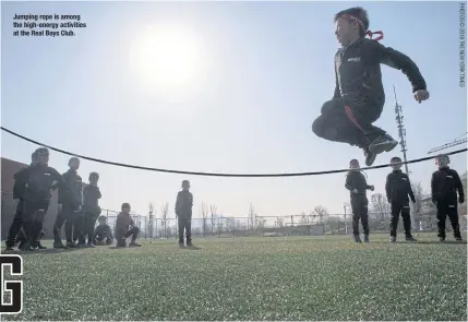  ??  ?? Jumping rope is among the high-energy activities at the Real Boys Club.