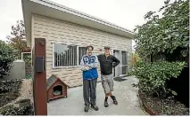  ?? PHOTO: BRADEN FASTIER/FAIRFAX NZ ?? David Barnes, right, and his son Samuel Barnes, pictured with the dwelling David built at the back of their family home in Stoke.