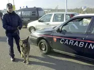  ??  ?? Controlli Al lavoro nelle piazze del centro di Trento l’unità cinofila di Laives con il cane Batman