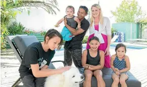  ??  ?? Courtney Buchanan with her family, from left: Phoenix, 13, Lycan, 2, husband Rule, Briella Jean, 8, and Dolce, 5. DAVID WHITE/STUFF