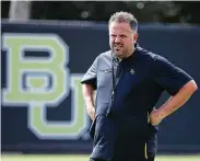  ?? Jerry Larson / Waco Tribune-Herald ?? Football coach Matt Rhule and Baylor have agreed to a extension that will keep Rhule under contract with the school through the 2027 season.