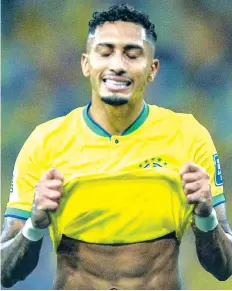  ?? ?? Raphinha displays his frustratio­n in Brazil’s loss to Argentina