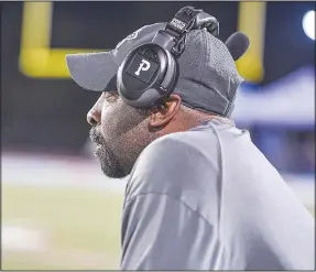  ?? (River Valley Democrat-Gazette/Hank Layton) ?? Selmon reacts on the sideline Thursday during a game against Springdale at Jim Rowland Stadium in Fort Smith.