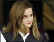  ?? STEVEN SENNE — THE ASSOCIATED PRESS FILE ?? In this file photo, actress Emma Watson walks at Brown University in Providence, R.I. Emma and Liam were the most frequently chosen baby names for 2017. For the fourth year in a row, Emma was the top girl’s name according to the annual list of the most...