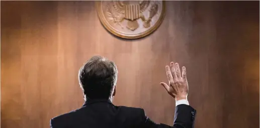  ?? (Reuters) ?? JUDGE BRETT Kavanaugh preparing to speak to the US Senate Judiciary committee.