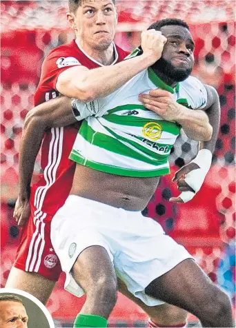  ??  ?? Scott McKenna knows he will have to get to grips with Celtic’s Odsonne Edouard and Leigh Griffiths (inset) this afternoon