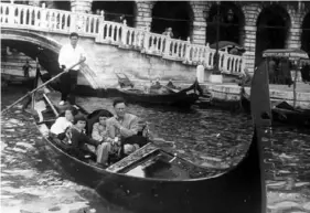  ?? ?? The Longini family on a gondola in a canal in Venice, Italy, in the late 1950s.