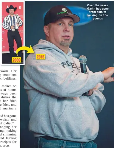  ??  ?? Over the years, Garth has gone from slim to packing-on-thepounds