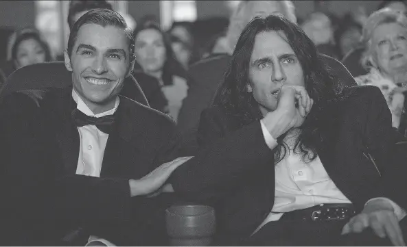  ?? JUSTINA MINTZ/A24 ?? Brothers Dave, left, and James Franco co-star in The Disaster Artist, a movie based on a book based on a movie — namely Tommy Wiseau’s cult classic The Room.