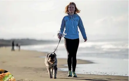  ?? PHOTO: GEORGE HEARD/FAIRFAX NZ ?? Holly Jamieson and her standard schnauzer Jasper have created an online petition to get the council to overturn an earlier decision to increase the summer dog beach ban from three months to five months.