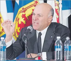  ?? CP PHOTO ?? Kevin O’Leary makes a point at the Conservati­ve leadership candidates’ debate in Halifax on Saturday. Conservati­ves vote for a new party leader on May 27.