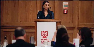 ?? ?? Grace Kettyle addressing the Ulster Medical Society’s annual Presidenti­al dinner last week.