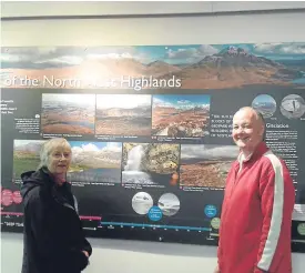  ??  ?? Jean Mackay and David Macleod at the Geopark’s Rock Stop visitor centre