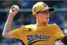  ?? THE ASSOCIATED PRESS ?? Greenville, North Carolina pitcher Chase Anderson was part of the seventh perfect game in LLWS history last Friday.