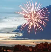  ?? Foto: Franz Achter ?? Ein toller Anblick: Das große Feuerwerk beleuchtet den Aichacher Nachthimme­l.