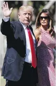  ?? PABLO MARTINEZ MONSIVAIS /AP ?? President Donald Trump and First Lady Melania Trump arrive for Easter services in Palm Beach, Fla., on Sunday.