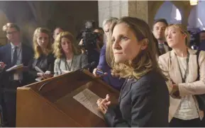  ?? ADRIAN WYLD LA PRESSE CANADIENNE ?? Le Canada entend jouer un rôle de premier plan sur la scène internatio­nale, a expliqué mardi la ministre des Affaires étrangères, Chrystia Freeland.