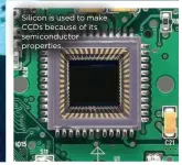  ??  ?? Silicon is used to make CCDs because of its semiconduc­tor properties.