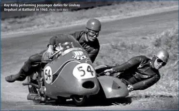  ??  ?? Ray Kelly performing passenger duties for Lindsay Urquhart at Bathurst in 1960. Photo: Keith Ward