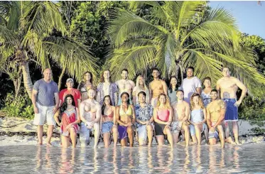  ?? Robert Voets, CBS / Tribune News Service ?? “Survivor: Island of the Idols” features 20 contestant­s. A controvers­y Wednesday involved Kellee Kim and Dan Spilo, eighth and 11th in back row; and Missy Byrd and Elizabeth Beisel, fourth and sixth in front row.