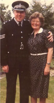  ??  ?? Henry with his mother Nancy soon after being promoted to sergeant. ( Left), Henry starting out with his BBC show in the 1990s.