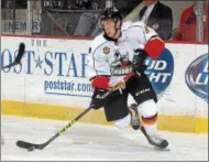  ?? PHOTO PROVIDED BY ADIRONDACK THUNDER ?? Clifton Park native Patch Alber and the Adirondack Thunder, seen in this early-season file photo, were eliminated from the playoffs Tuesday night.