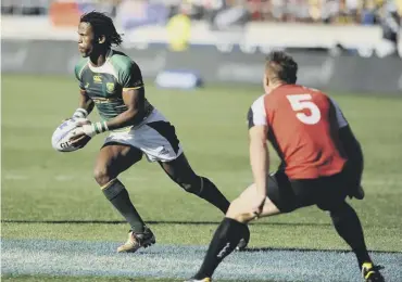  ?? ?? South Africa’s Cecil Afrika is one of the World Sevens Series stars who will be gracing The Greenyards