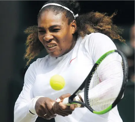  ?? NEIL HALL/THE ASSOCIATED PRESS ?? Serena Williams has reached yet another Wimbledon final after topping Germany’s Julia Goerges 6-2, 6-4 Thursday.