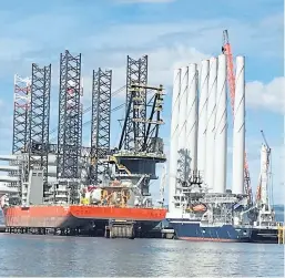  ??  ?? Turbine sections bound for Beatrice at Nigg Energy Park earlier this year.