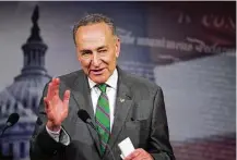  ?? Manuel Baice Ceneta / Associated Press file ?? Sen. Charles Schumer, D-N.Y., will appear at a Houston fundraiser Saturday. The GOP says the minority leader is obstructin­g Houston storm aid, but he says disaster zones such as Puerto Rico, the Virgin Islands and California are being shortchang­ed.