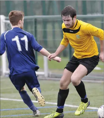  ??  ?? Donal Gallagher, Yeats United, in action against Calry. Pic: Carl Brennan.