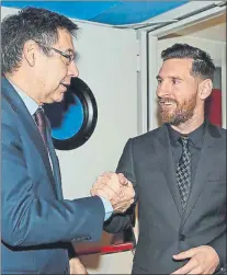  ?? FOTO: FC BARCELONA ?? Bartomeu y Messi, en una imagen de archivo