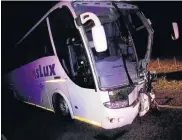  ??  ?? HEAD-ON SMASH: The bus driver and several passengers suffered light injuries in the collision