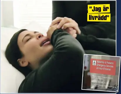  ??  ?? "JAG ÄR LIVRÄDD" Sjukdomen kräver täta kontroller för att se till att blodsockre­t inte är för högt och måste i vissa fall medicinera­s. Nyligen sågs Kim åka i ilfart till en akutmottag­ning för gravida i San Fransisco.