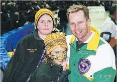  ?? BRAEDEN MOSKOWY ?? Braeden Moskowy, left, was at the 2002 Brier in Calgary with sister Brooklyn and father Kelly, a member of the Saskatchew­an rink. Sixteen years later, Braeden is back at the Brier as a competitor.