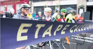  ??  ?? Starters orders Etape competitor­s line up at the start of the 2019 event - the last time the race was help
