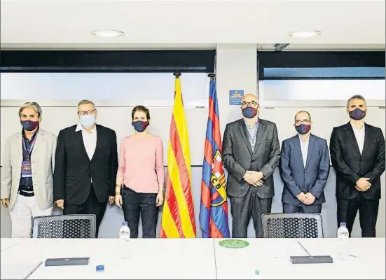  ?? EP ?? Imagen de los integrante­s de la mesa del voto de censura contra la junta de Bartomeu, que sigue a la espera de fecha