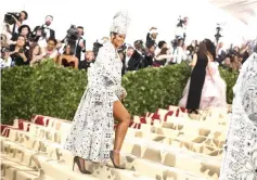 ??  ?? Rihanna arrives at the Met Gala to celebrate the opening of ‘Heavenly Bodies: Fashion and the Catholic Imaginatio­n’ in the Manhattan borough of New York, on Monday. — Reuters photos