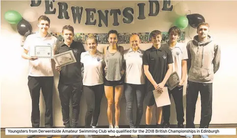  ??  ?? Youngsters from Derwentsid­e Amateur Swimming Club who qualified for the 2018 British Championsh­ips in Edinburgh