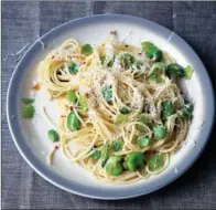  ?? TRIBUNE CONTENT AGENCY ?? Fava beans add extra flavor to a simple pasta dish.