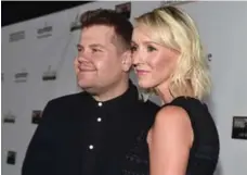  ?? ALBERTO E. RODRIGUEZ ?? Comedian James Corden, and his wife, Julia Carey. Corden’s Carpool Karaoke shines a light on his sincerity, like his teary reaction when guest Stevie Wonder croons to Julia on the phone.