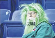  ?? BOB TYMCZYSZYN/STANDARD STAFF ?? Curling superfan Hans Madsen of northern Saskatchew­an is shown at the Scotties Tournament of Hearts at Meridian Centre in St. Catharines.