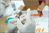  ?? MARY ALTAFFER-ASSOCIATED PRESS ?? A registered nurse fills a syringe with the Johnson & Johnson COVID-19vaccine at a pop-up vaccinatio­n site in the Staten Island borough of New York, April 8.