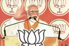  ?? PTI ?? POLL GOOGLY. Narendra Modi addresses a public meeting for Lok Sabha elections, in Nandurbar, Maharashtr­a, on Friday