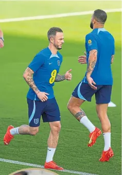  ?? ?? Leicester star James Maddison took part in England training after a knee injury