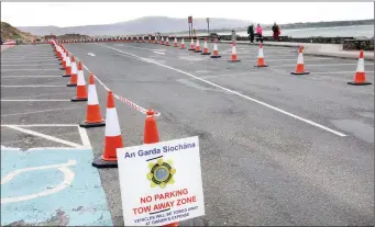  ??  ?? New reality........access for cars is blocked to Strandhill beach as part of effort to thwart Covid-19