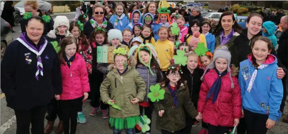  ??  ?? Boherbue Girl Guides ready to set off at the Boherbue St Patrick’s Day parade.