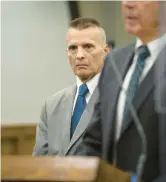  ?? JASON WAMBSGANS/CHICAGO TRIBUNE E. ?? Former Cook County prosecutor Nick Trutenko during his arraignmen­t alongside Andrew Horvat, accused of wrongdoing in an effort to keep an innocent man in prison, at the Leighton Criminal Court Building house on Friday.