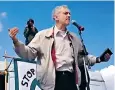 ??  ?? Mr Corbyn protested outside an RAF base housing the first drone control station, left