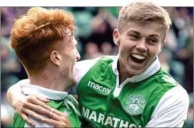  ??  ?? MERRY MURRAYS: Simon (left) celebrates scoring the opening goal with Fraser